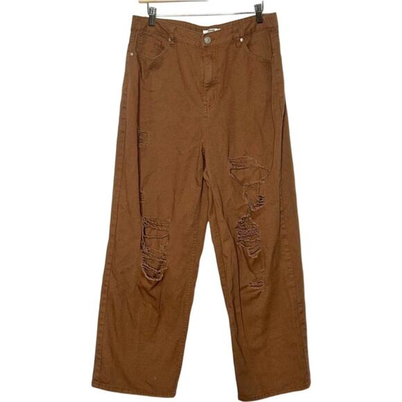 Madden NYC Jeans Womens Juniors 15 Destructed Brown Denim 90's Fit. - Picture 3 of 10